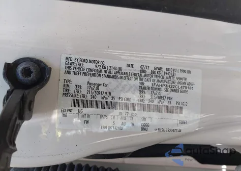 2012 Ford Focus Sel z USA, uszkodzony, nr VIN 1FAHP3H22CL479181